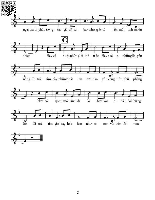 Page 2 of Sheet music PDF Vùi trên lối mòn - Lê Tín Hương