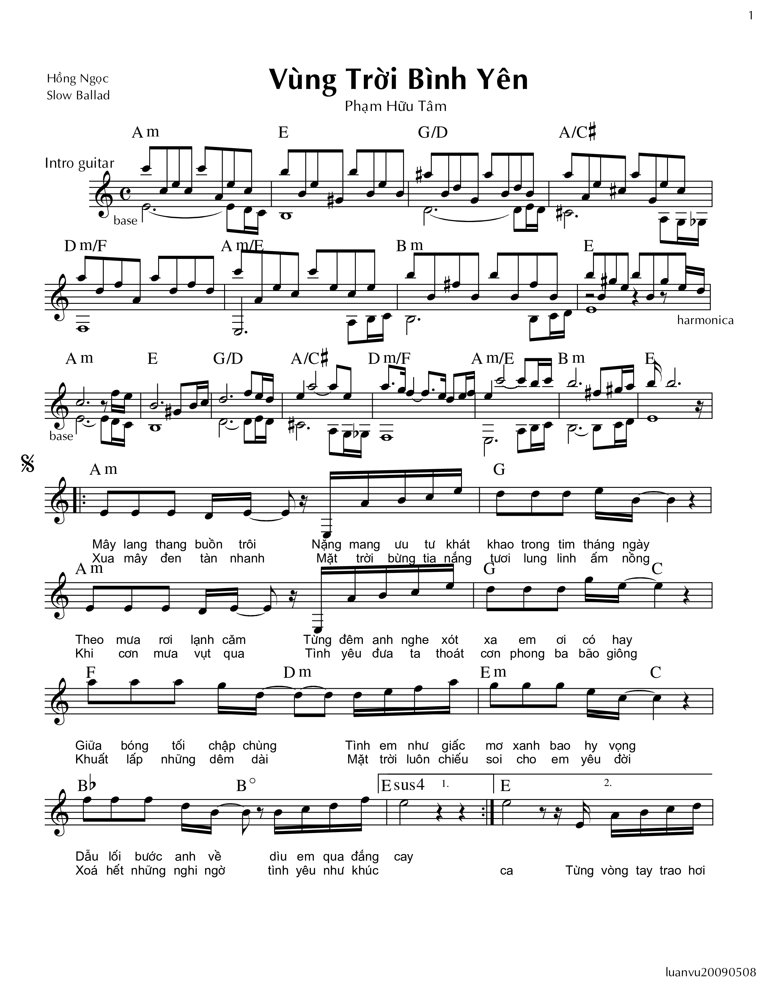 Sheet PDF of Vùng trời bình yên