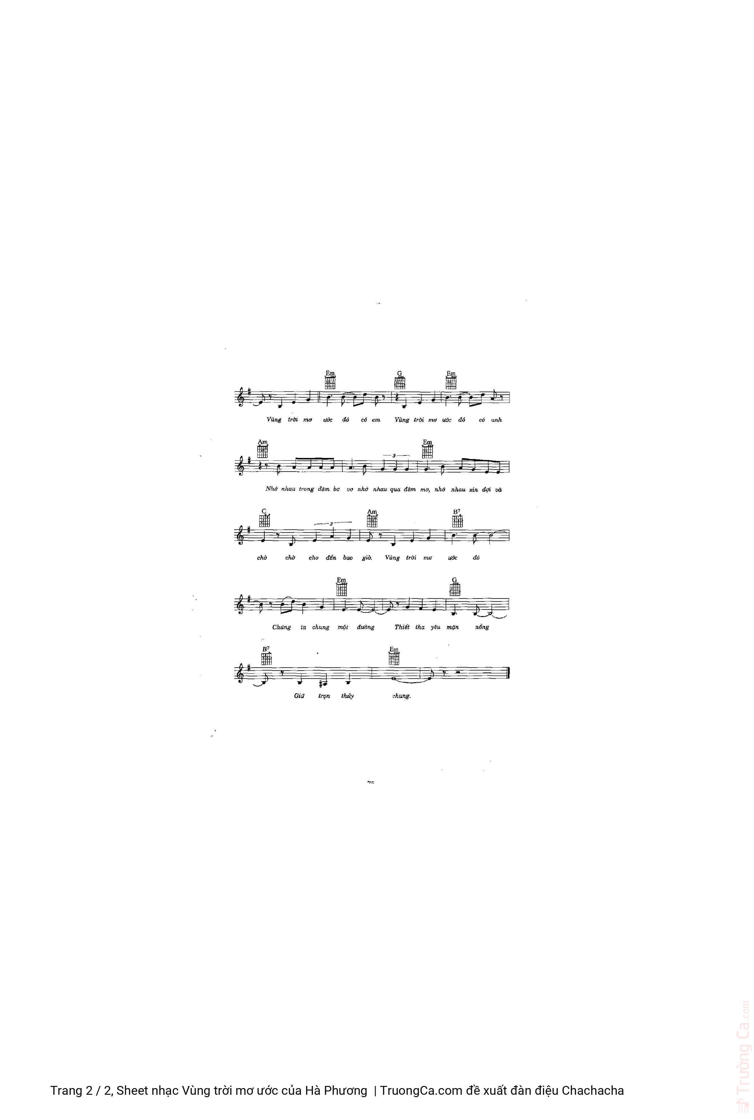 Page 2 of Sheet music PDF Vùng trời mơ ước - Hà Phương