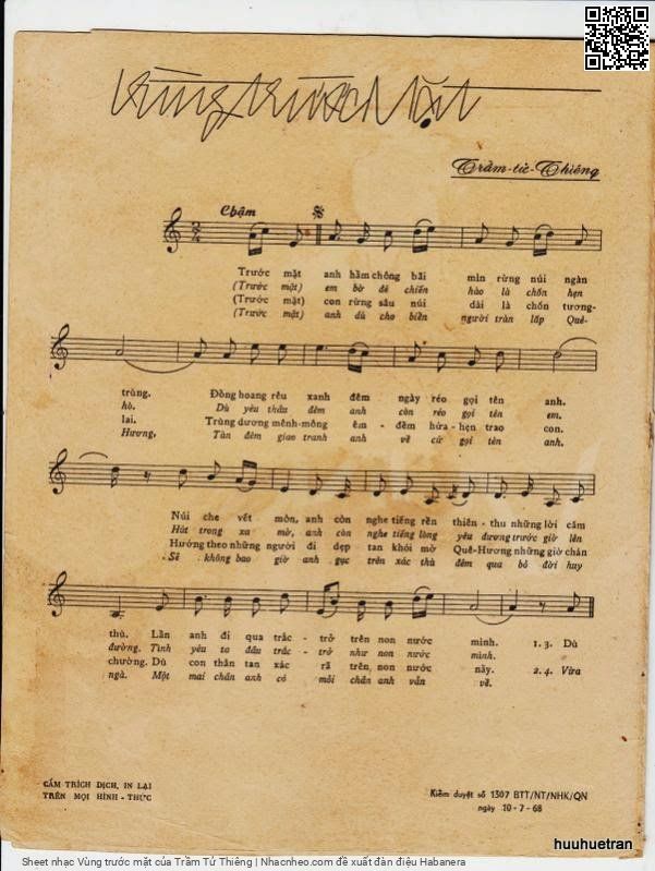 Page 2 of Sheet music PDF Vùng trước mặt - Trầm Tử Thiêng