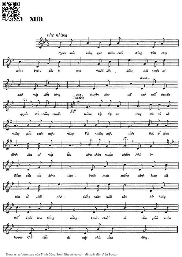 Page 1 of Sheet music PDF Vườn xưa - Trịnh Công Sơn