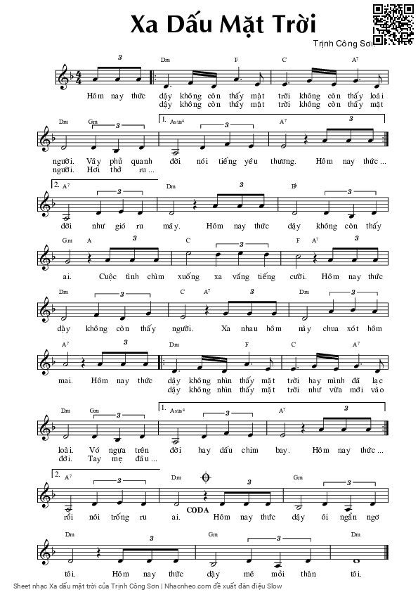 Sheet PDF of Xa dấu mặt trời