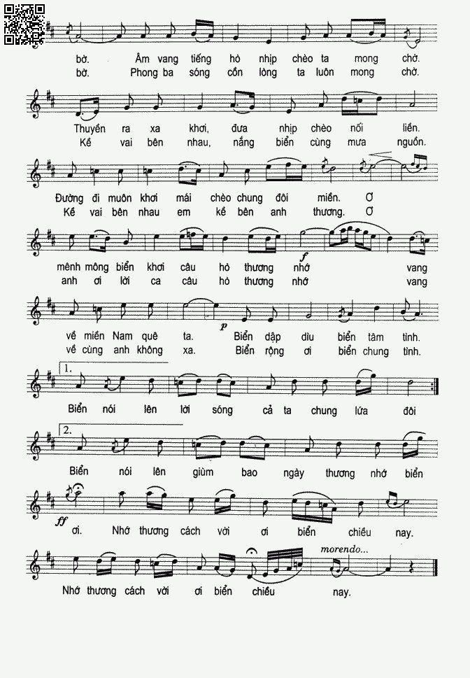 Page 2 of Sheet music PDF Xa khơi - Nguyễn Tài Tuệ
