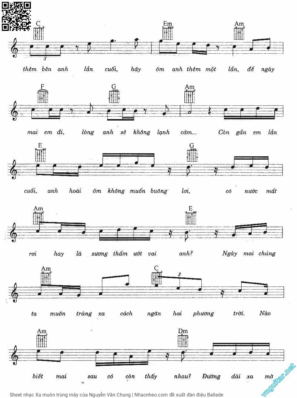 Page 2 of Sheet music PDF Xa muôn trùng mây - Nguyễn Văn Chung