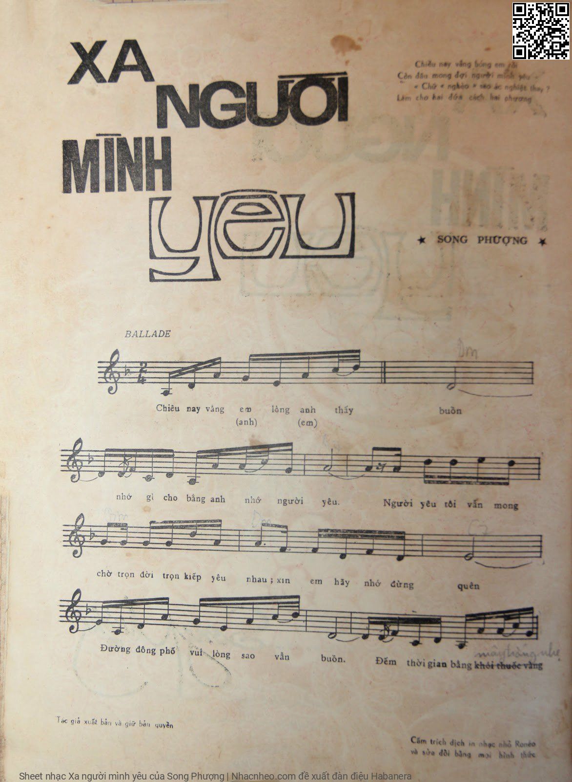Page 2 of Sheet music PDF Xa người mình yêu - Song Phượng