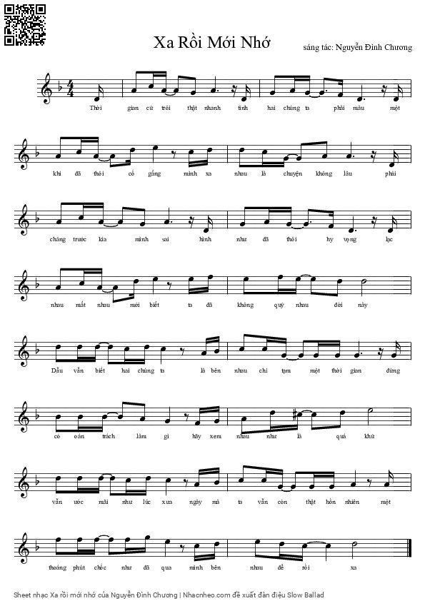 Page 1 of Sheet music PDF Xa rồi mới nhớ - Nguyễn Đình Chương