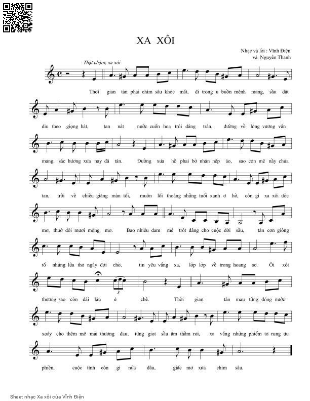Page 1 of Sheet music PDF Xa xôi - Vĩnh Điện