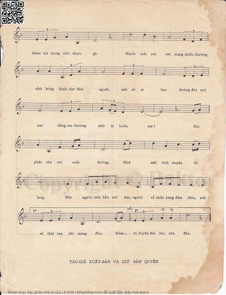 Page 3 of Sheet music PDF Xác pháo nhà ai - Lê Dinh