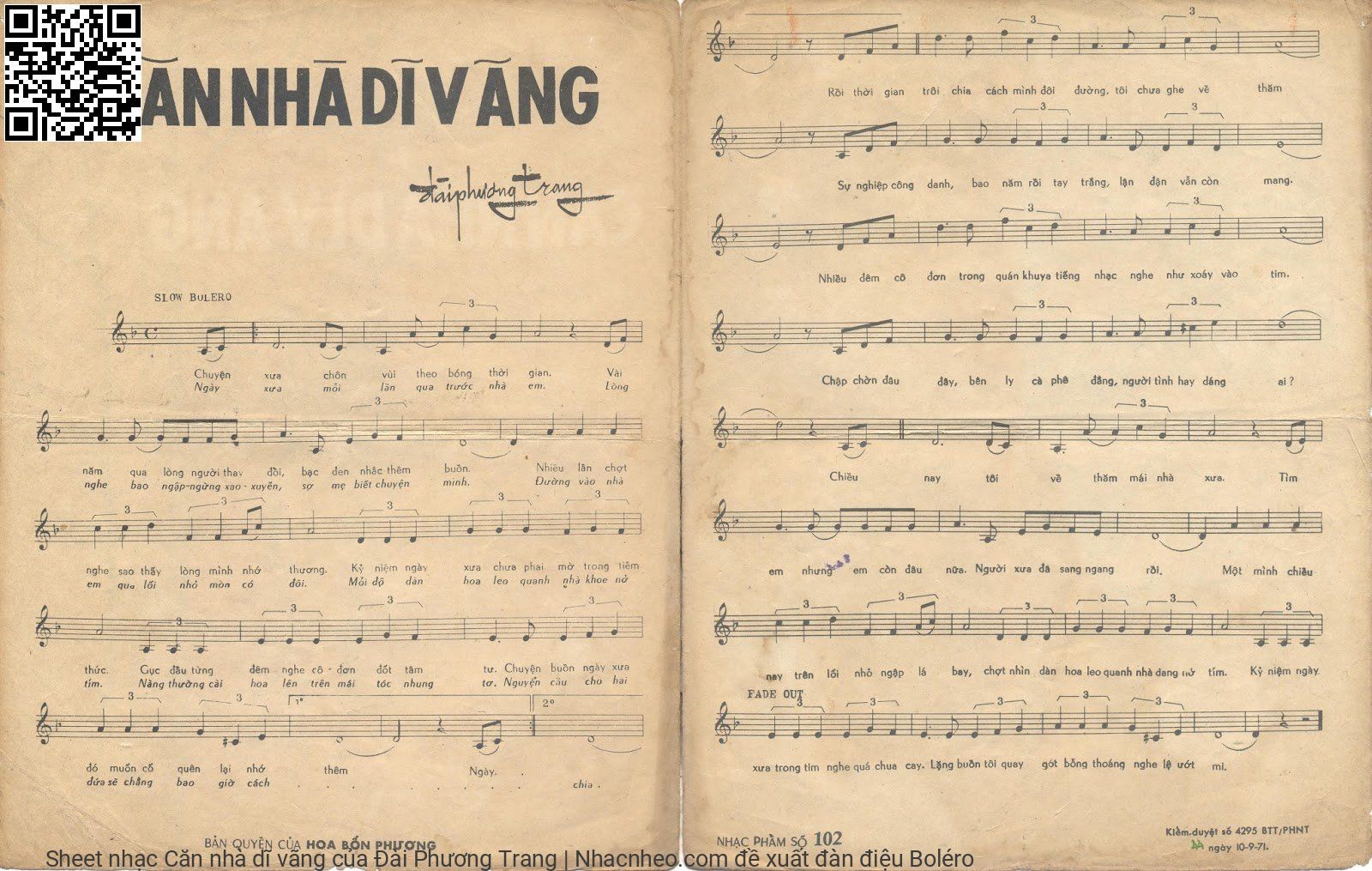 Page 2 of Sheet music PDF Căn nhà dĩ vãng - Đài Phương Trang