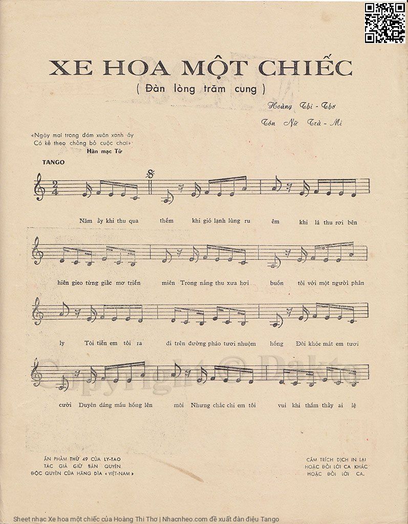 Page 2 of Sheet music PDF Xe hoa một chiếc - Hoàng Thi Thơ