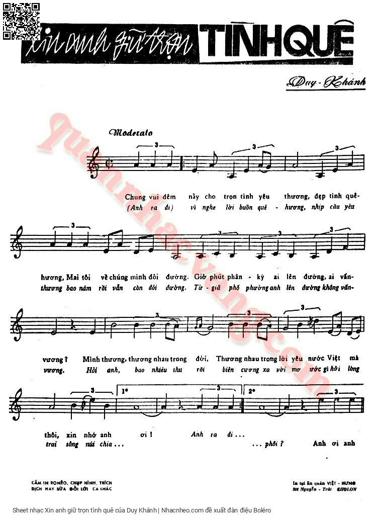 Page 2 of Sheet music PDF Xin anh giữ trọn tình quê - Duy Khánh
