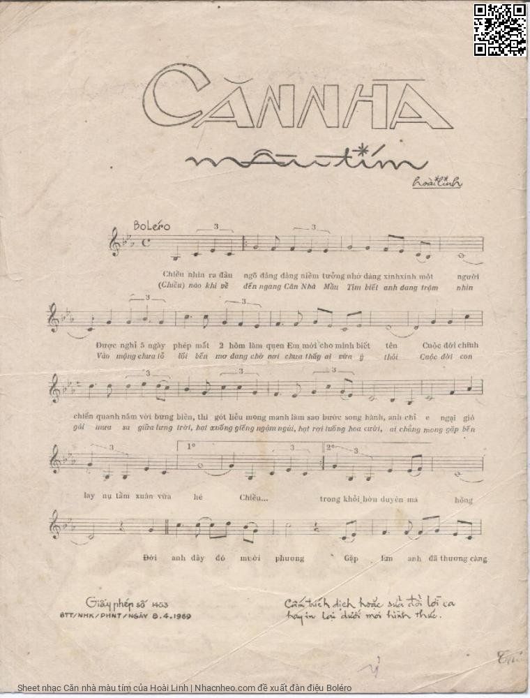 Page 2 of Sheet music PDF Căn nhà màu tím - Hoài Linh