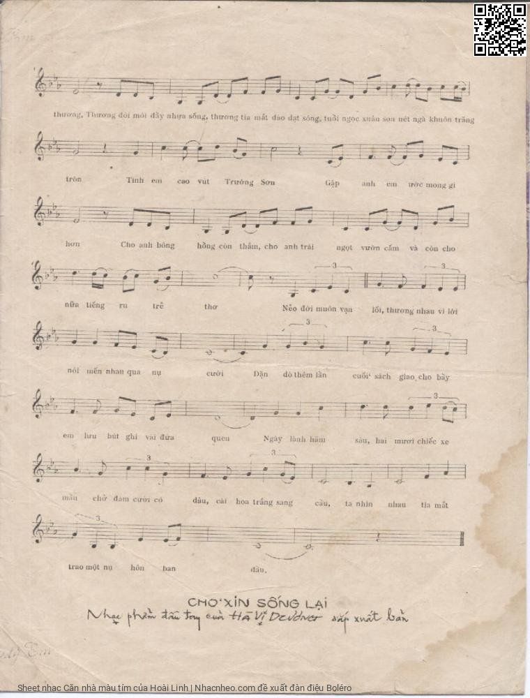 Page 3 of Sheet music PDF Căn nhà màu tím - Hoài Linh