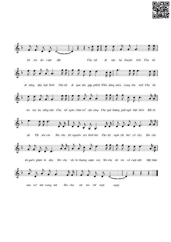 Page 2 of Sheet music PDF Xin cho tôi - Trịnh Công Sơn