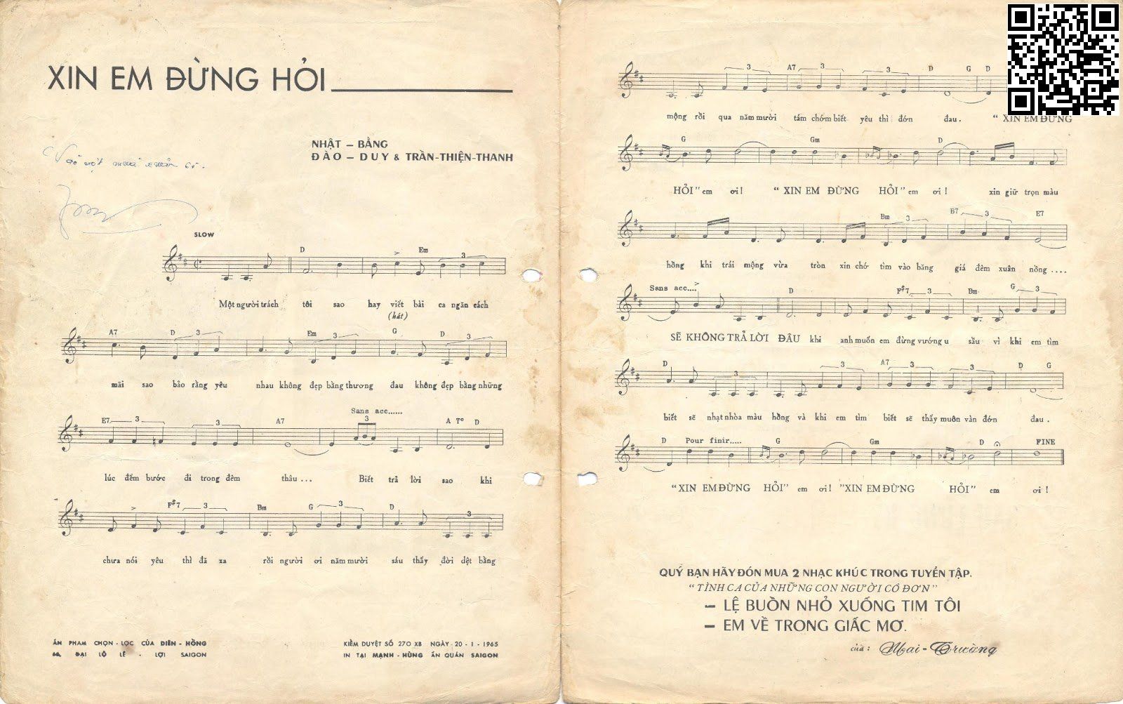 Page 2 of Sheet music PDF Xin em đừng hỏi - Trần Thiện Thanh