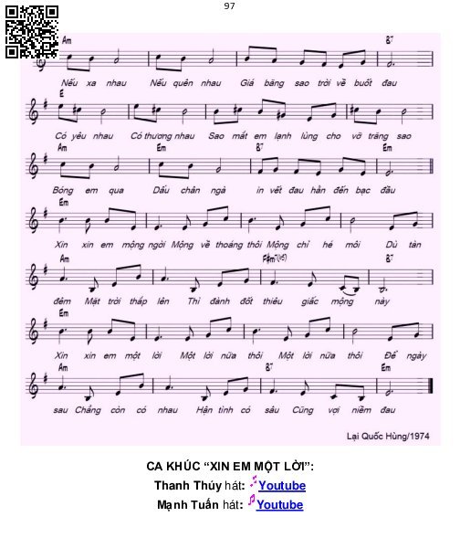 Page 2 of Sheet music PDF Xin em một lời - Lại Quốc Hùng