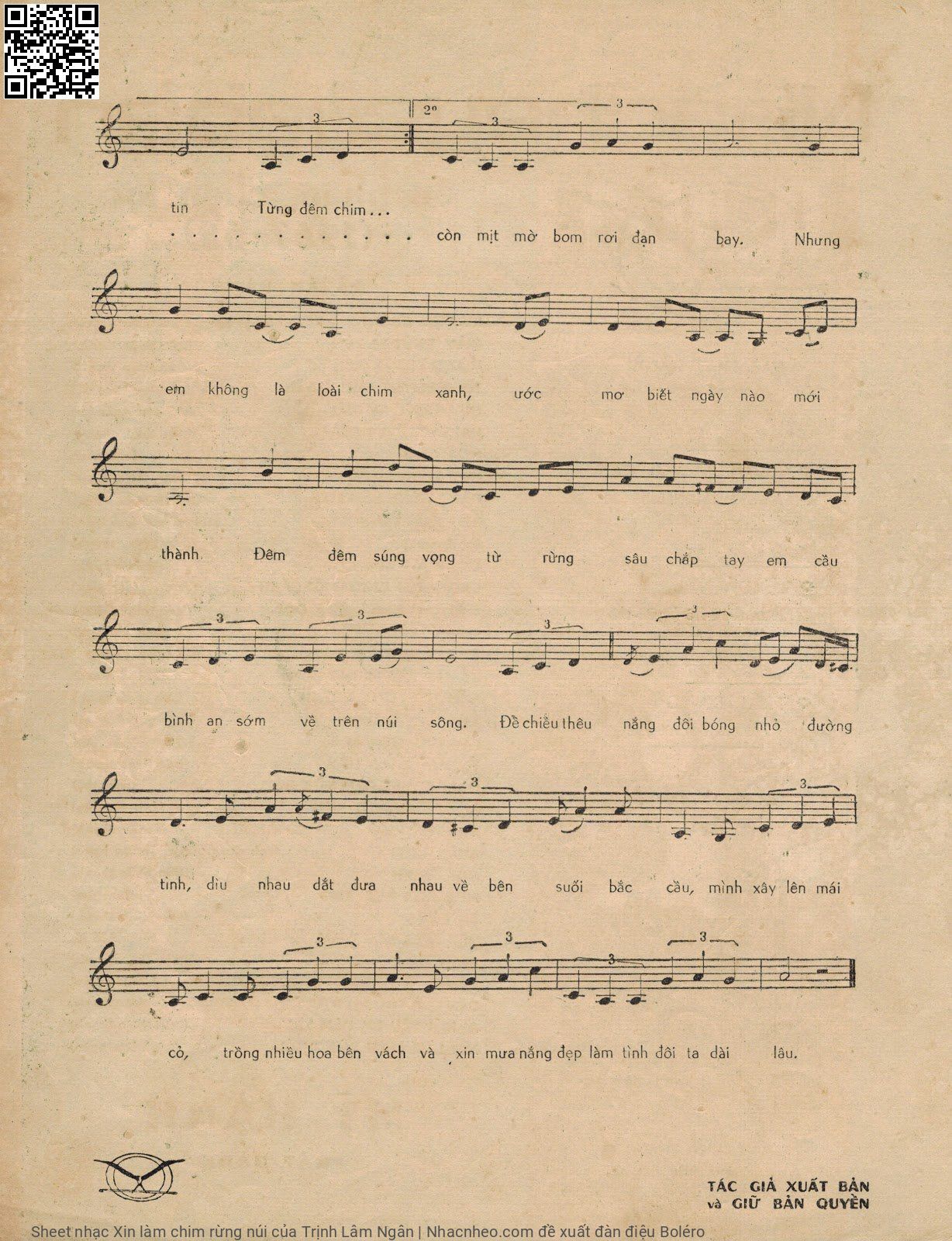 Page 3 of Sheet music PDF Xin làm chim rừng núi - Trịnh Lâm Ngân