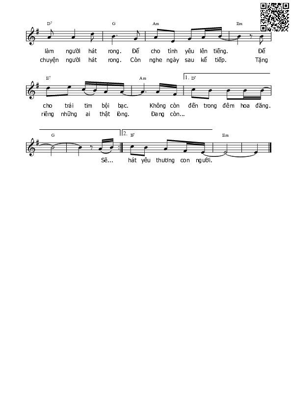 Page 2 of Sheet music PDF Xin làm người hát rong - Trần Long Ẩn