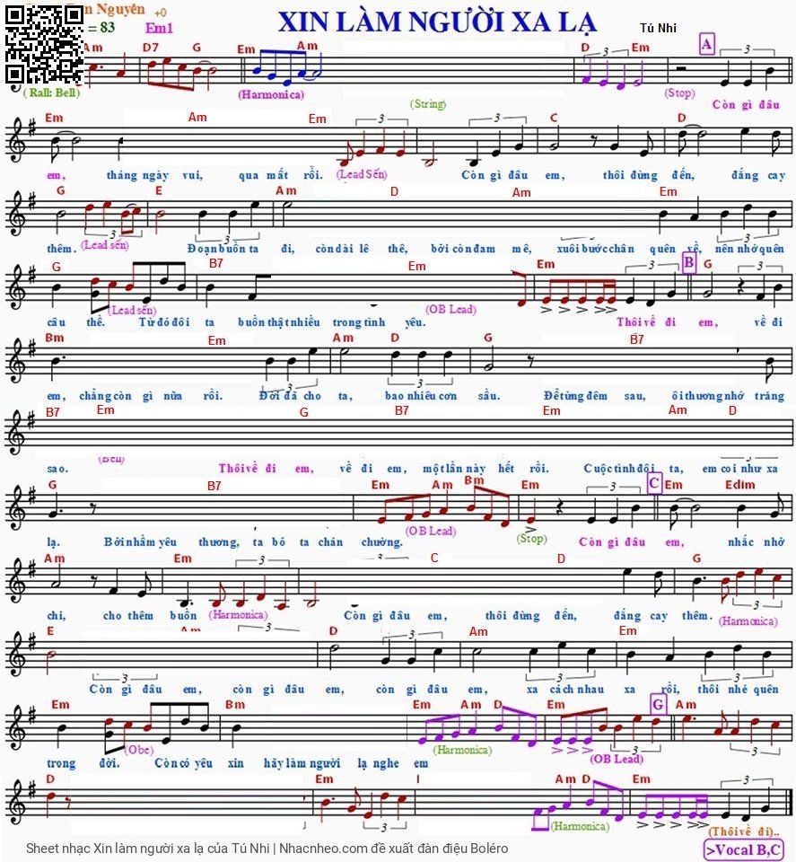 Page 5 of Sheet music PDF Xin làm người xa lạ - Tú Nhi