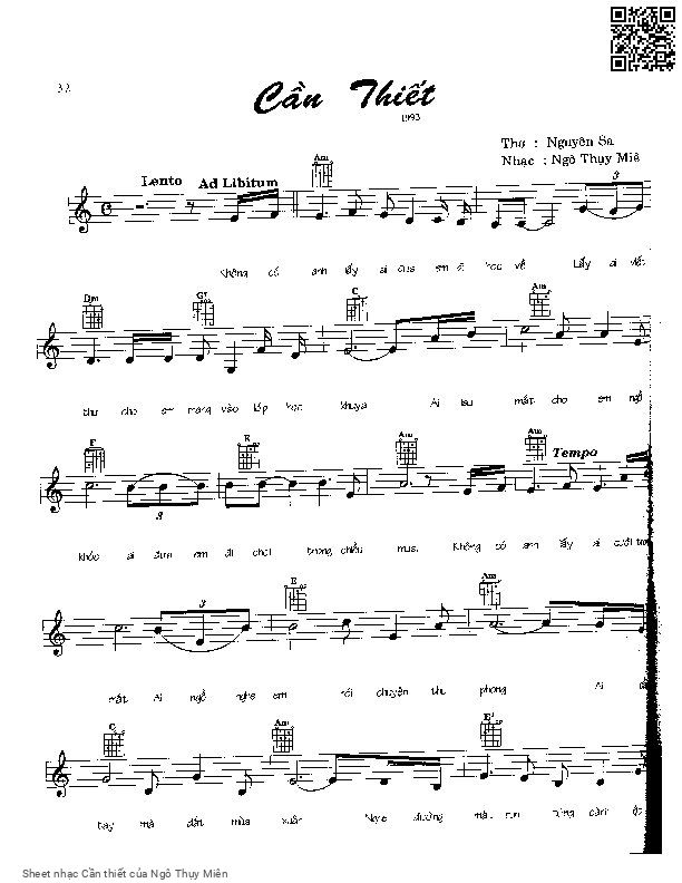 Sheet PDF of Cần thiết - Ngô Thụy Miên