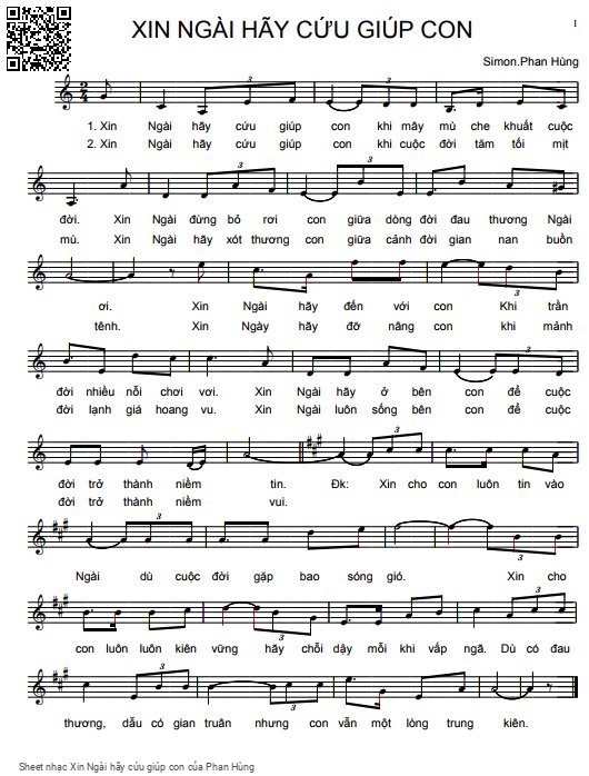 Sheet PDF of Xin Ngài hãy cứu giúp con