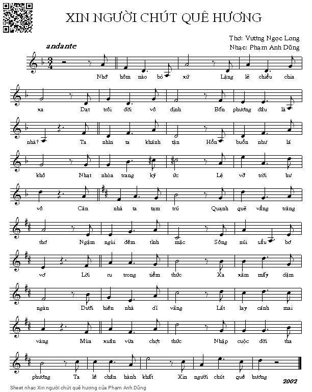 Sheet PDF of Xin người chút quê hương