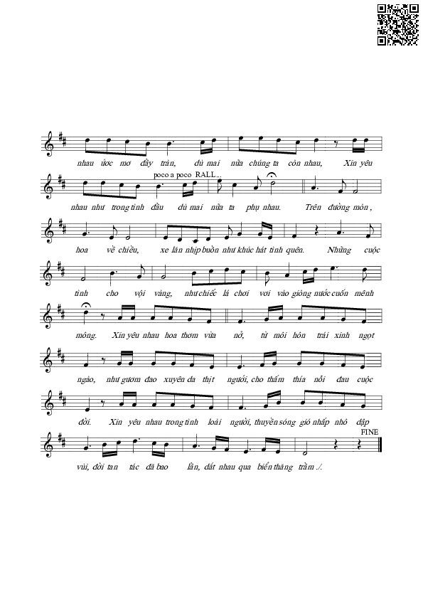 Page 2 of Sheet music PDF Xin yêu nhau dù mai nữa - Trường Sa