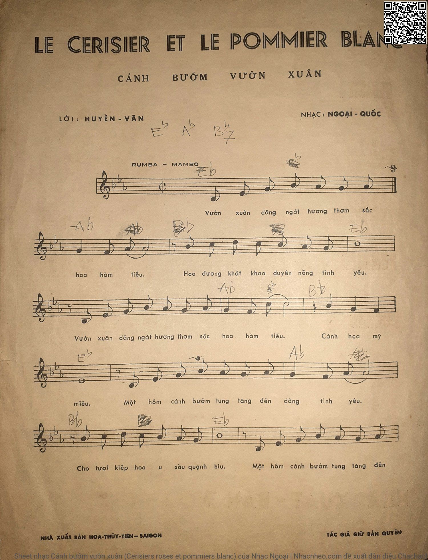 Page 2 of Sheet music PDF Cánh bướm vườn xuân (Cerisiers roses et pommiers blanc) - Nhạc Ngoại