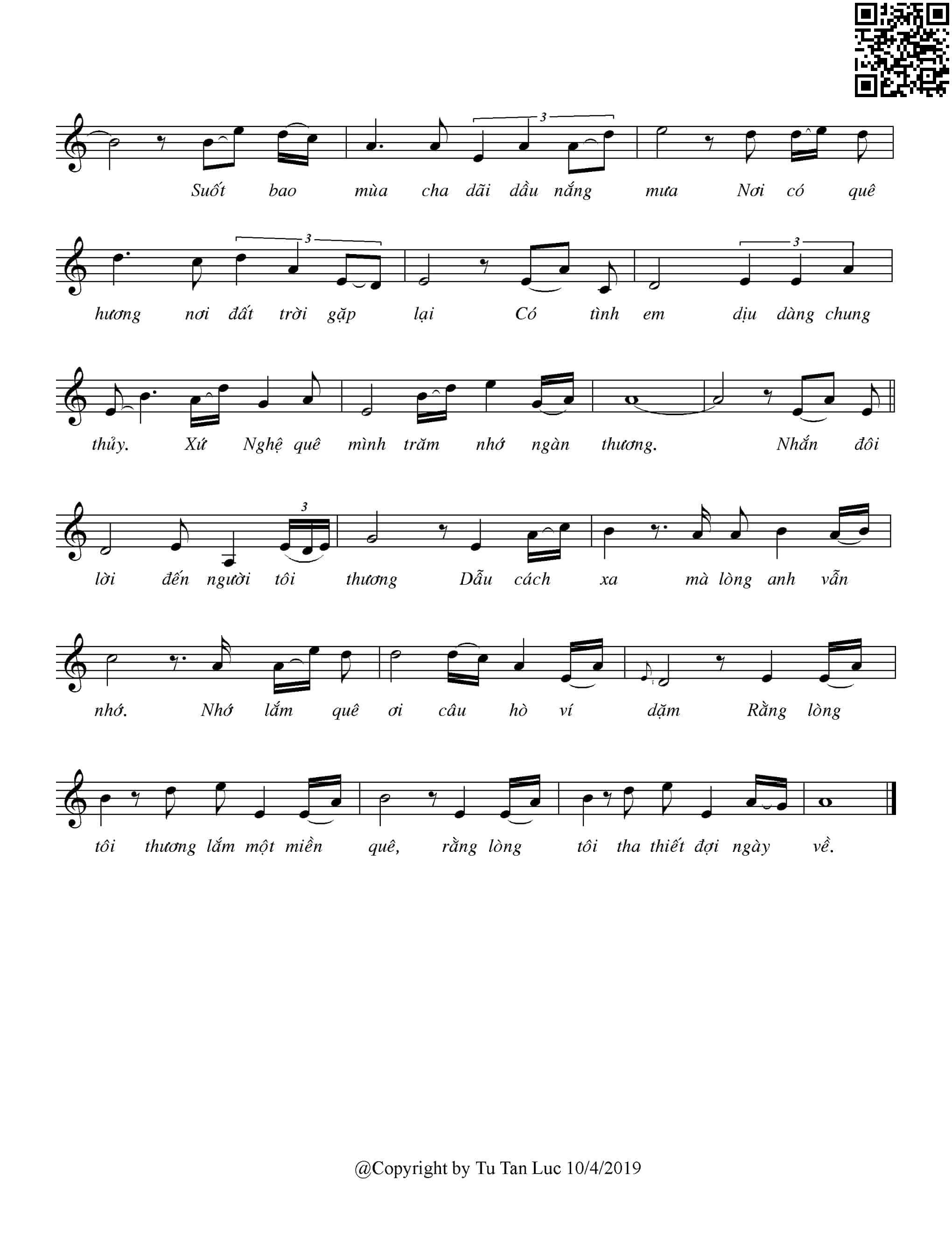 Page 2 of Sheet music PDF Xứ Nghệ nhớ thương - Từ Tấn Lực