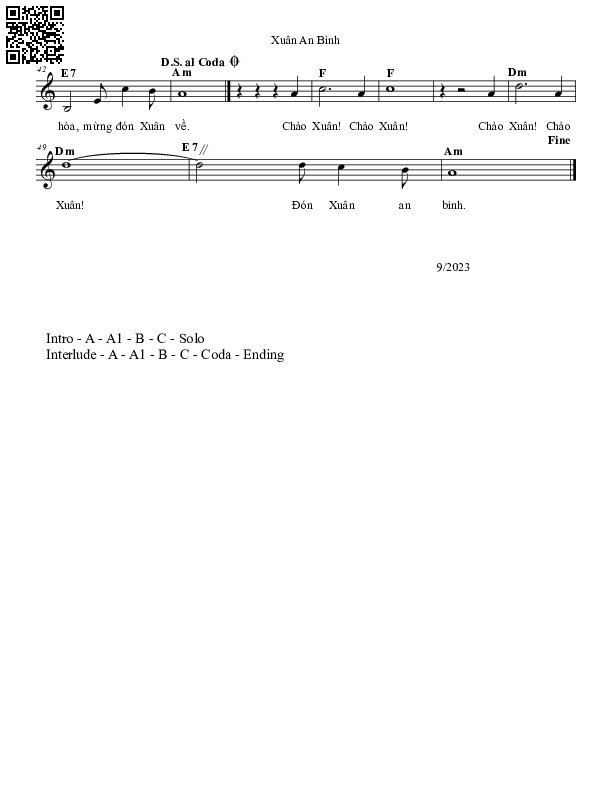 Page 2 of Sheet music PDF Xuân an bình - Cao Minh Hưng