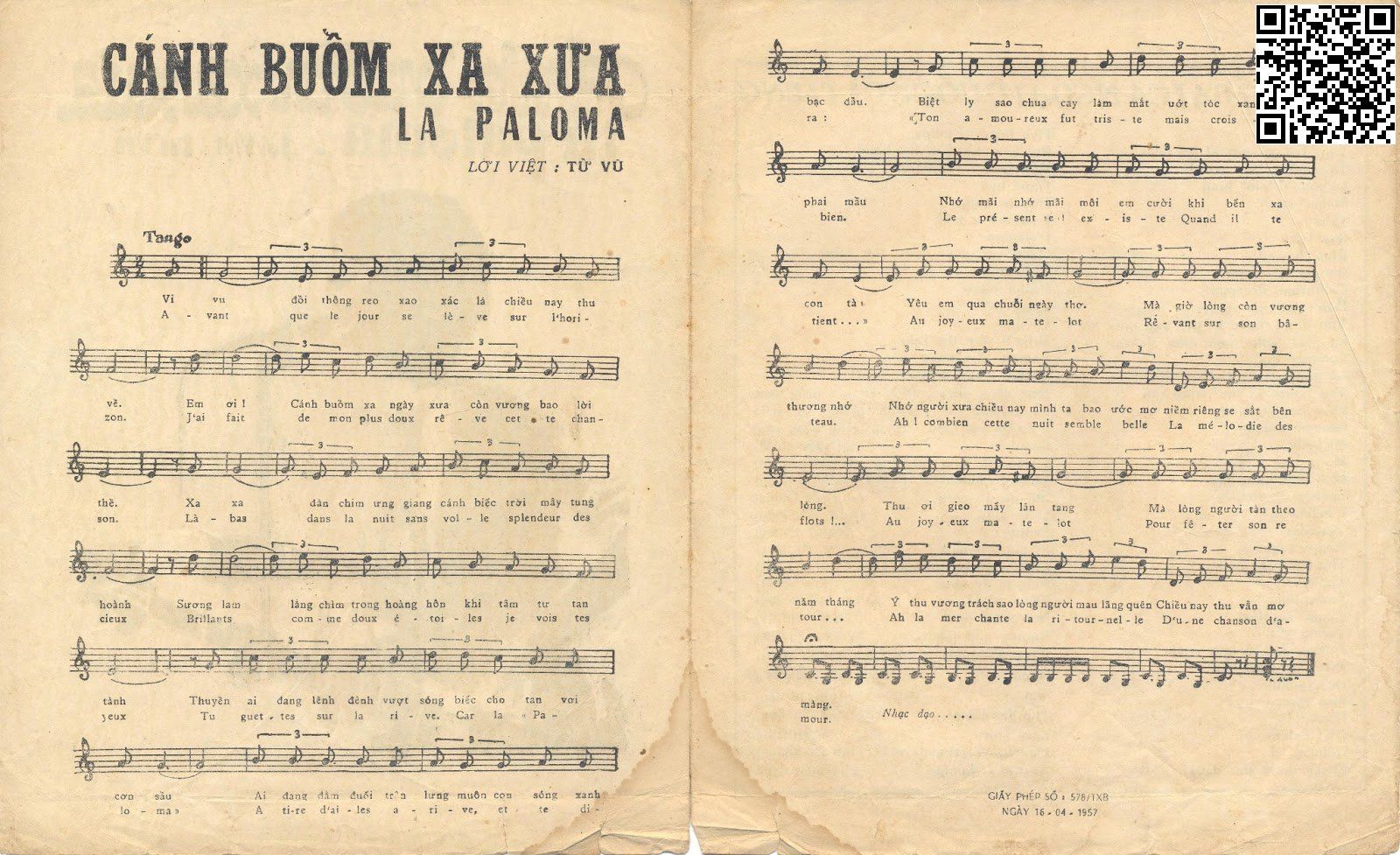 Page 2 of Sheet music PDF Cánh buồm xa xưa (La Paloma) - Từ Vũ