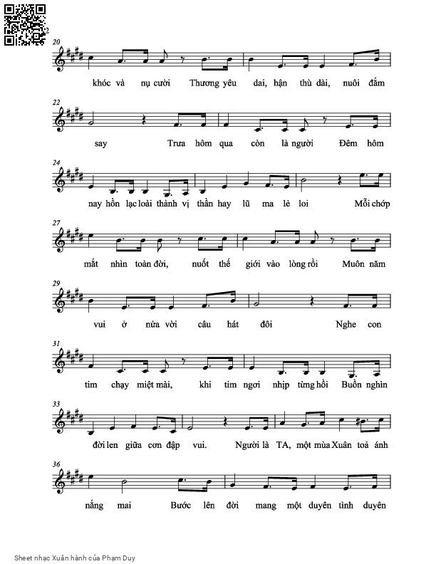 Page 2 of Sheet music PDF Xuân hành - Phạm Duy