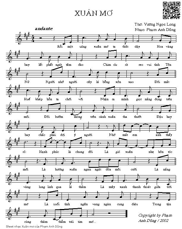 Sheet PDF of Xuân mơ - Phạm Anh Dũng