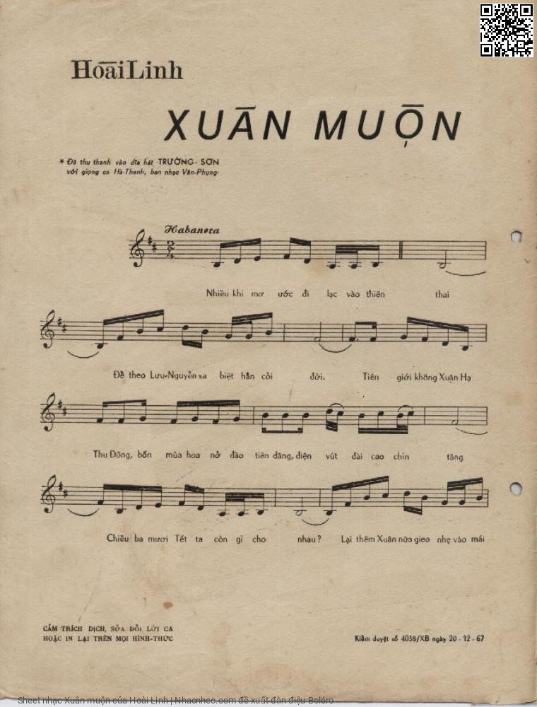 Page 2 of Sheet music PDF Xuân muộn - Hoài Linh
