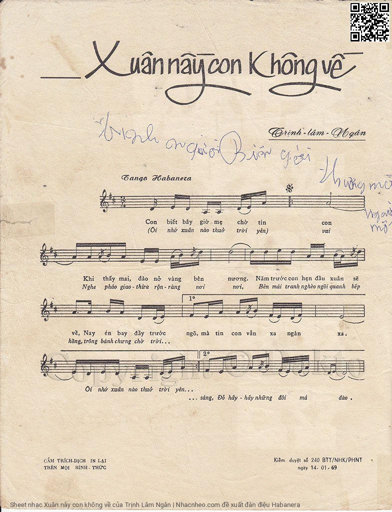 Page 2 of Sheet music PDF Xuân này con không về - Trịnh Lâm Ngân