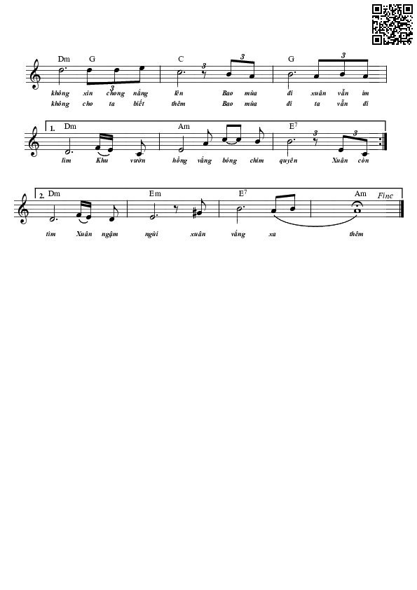 Page 2 of Sheet music PDF Xuân tàn ngõ vắng - Thuận Hà