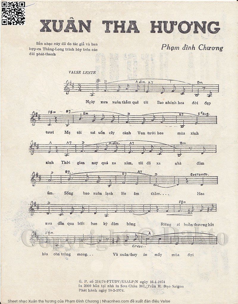Page 2 of Sheet music PDF Xuân tha hương - Phạm Đình Chương