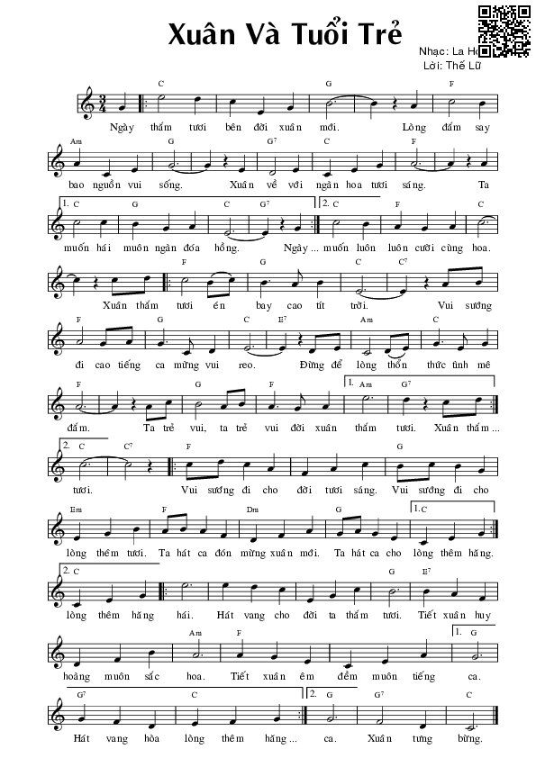 Page 3 of Sheet music PDF Xuân và tuổi trẻ - La Hối