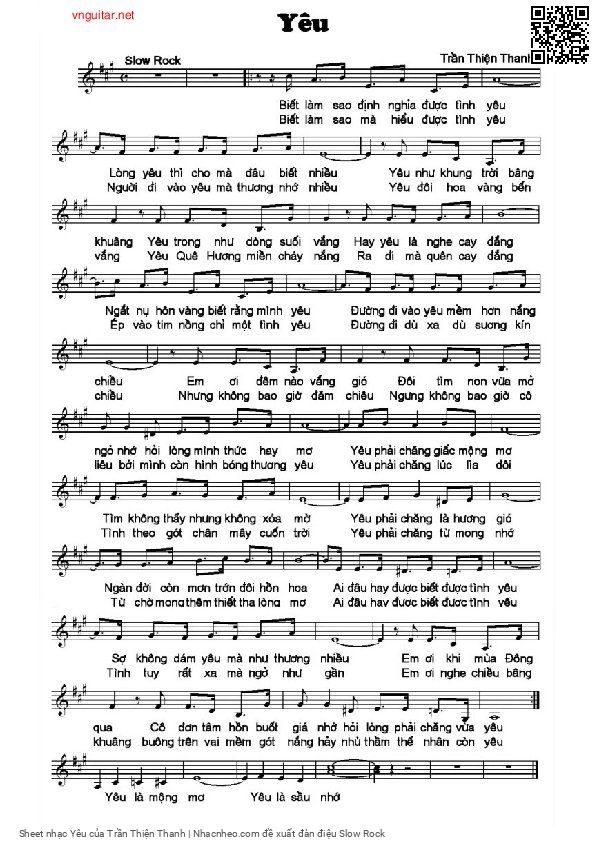 Sheet PDF of Yêu - Trần Thiện Thanh