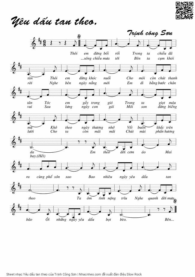 Page 1 of Sheet music PDF Yêu dấu tan theo - Trịnh Công Sơn