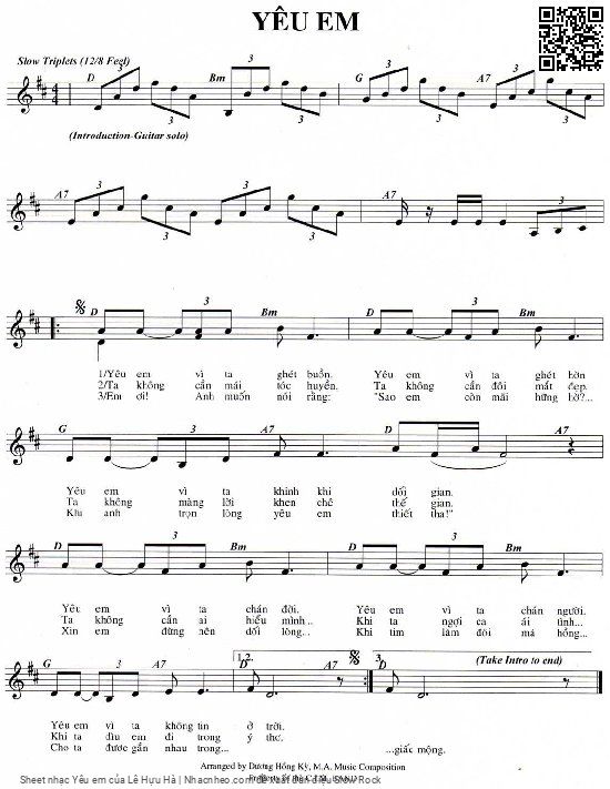 Sheet PDF of Yêu em - Lê Hựu Hà