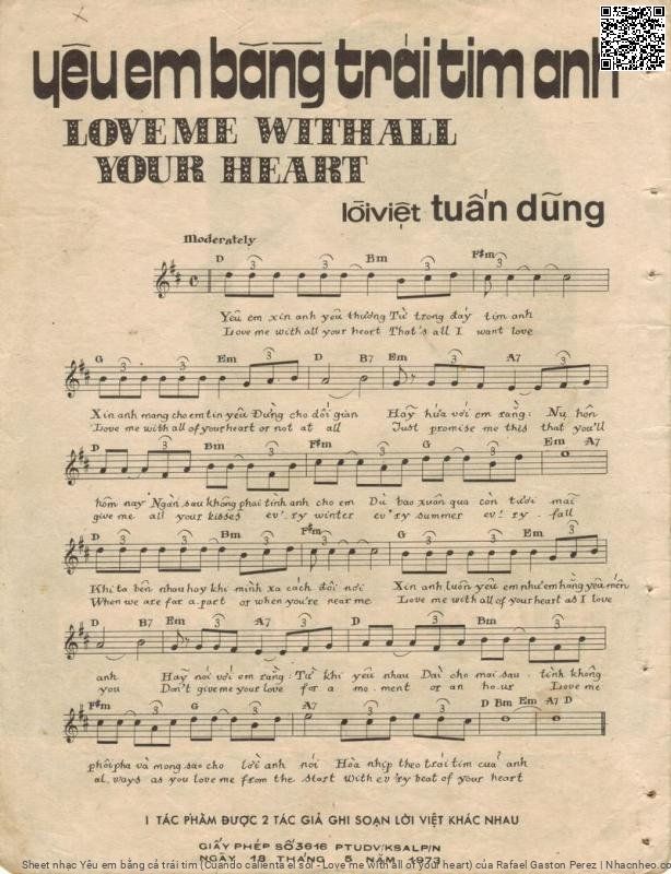 Page 2 of Sheet music PDF Yêu em bằng cả trái tim (Cuando calienta el sol - Love me with all of your heart) - Rafael Gaston Perez