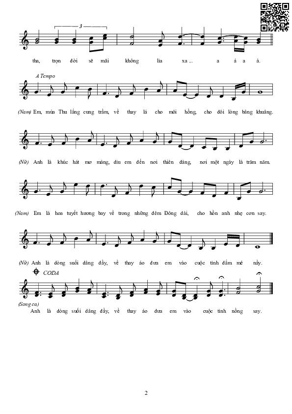 Page 2 of Sheet music PDF Yêu em bốn mùa - Lê Vân Tú