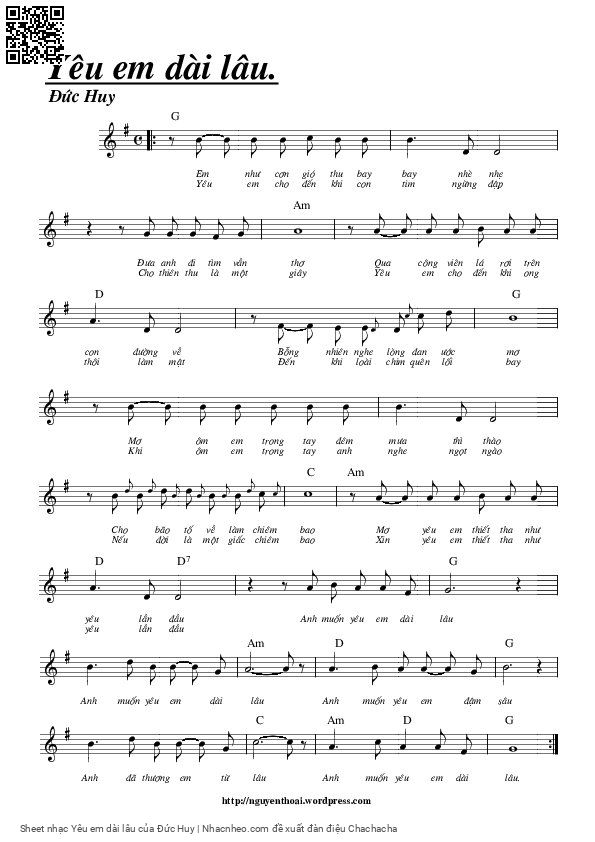 Sheet PDF of Yêu em dài lâu
