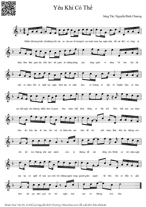 Page 1 of Sheet music PDF Yêu khi có thể - Nguyễn Đình Chương