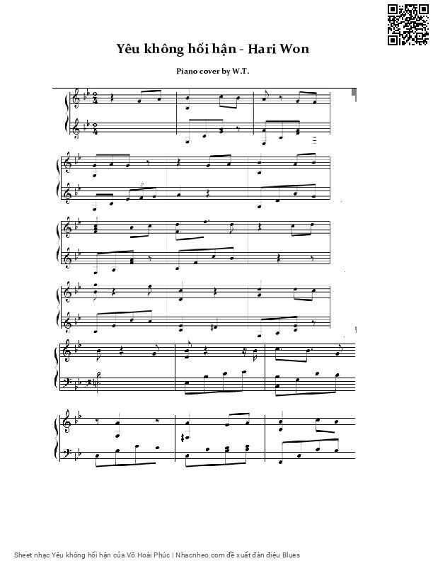 Sheet PDF of Yêu không hối hận