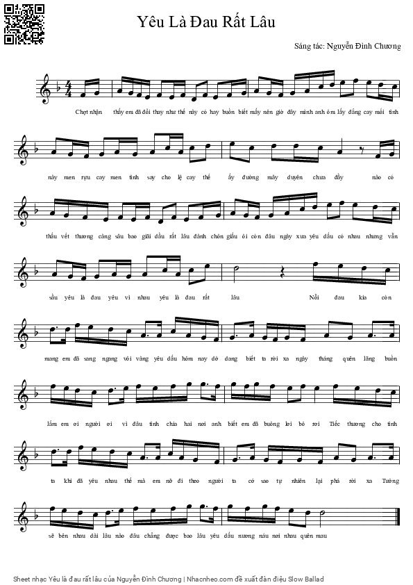 Sheet PDF of Yêu là đau rất lâu