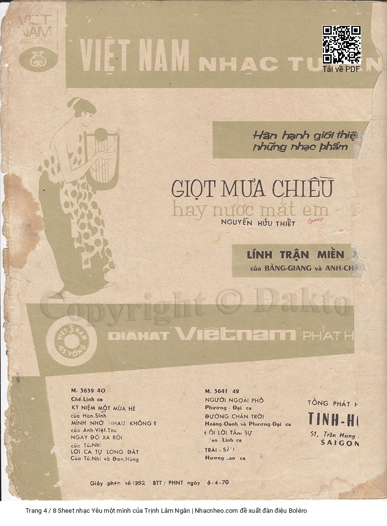 Page 4 of Sheet music PDF Yêu một mình - Trịnh Lâm Ngân