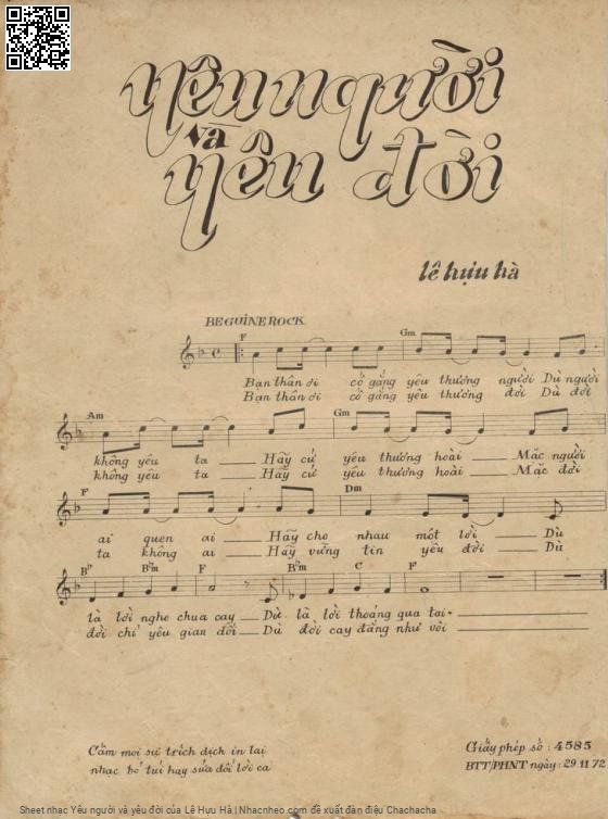 Page 2 of Sheet music PDF Yêu người và yêu đời - Lê Hựu Hà
