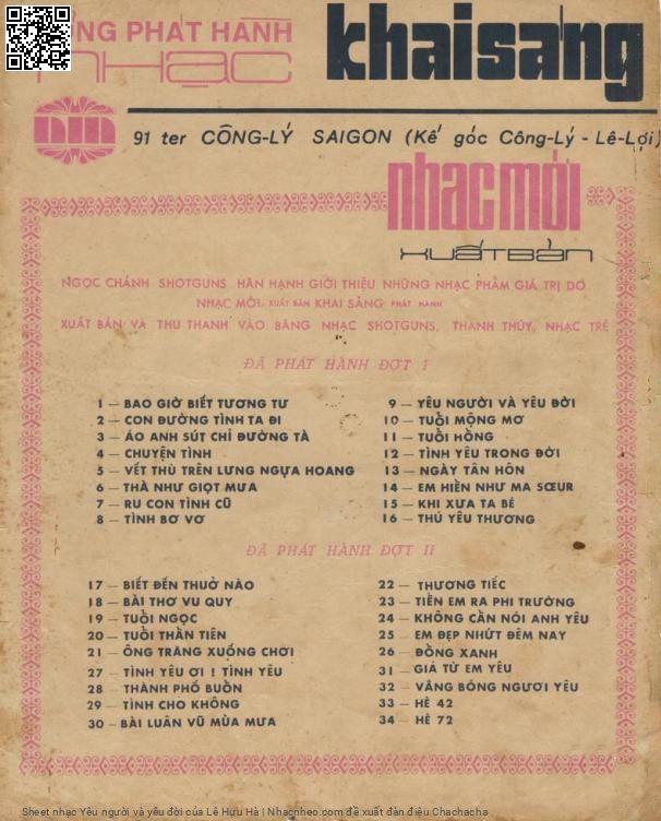 Page 4 of Sheet music PDF Yêu người và yêu đời - Lê Hựu Hà